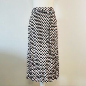 Geometric Patterned Midi Skirt Cream Black Pink Who What Wear Women’s 2